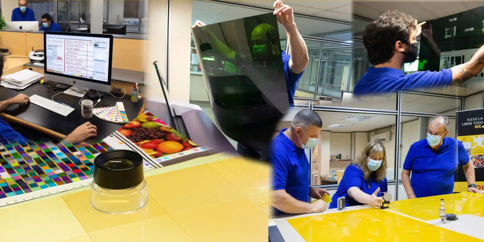 Equipo de Cromograf trabajando en preprensa y planchas FLEXCEL NX; Premio Oro GFIA 2021 junto a Strong S.A.