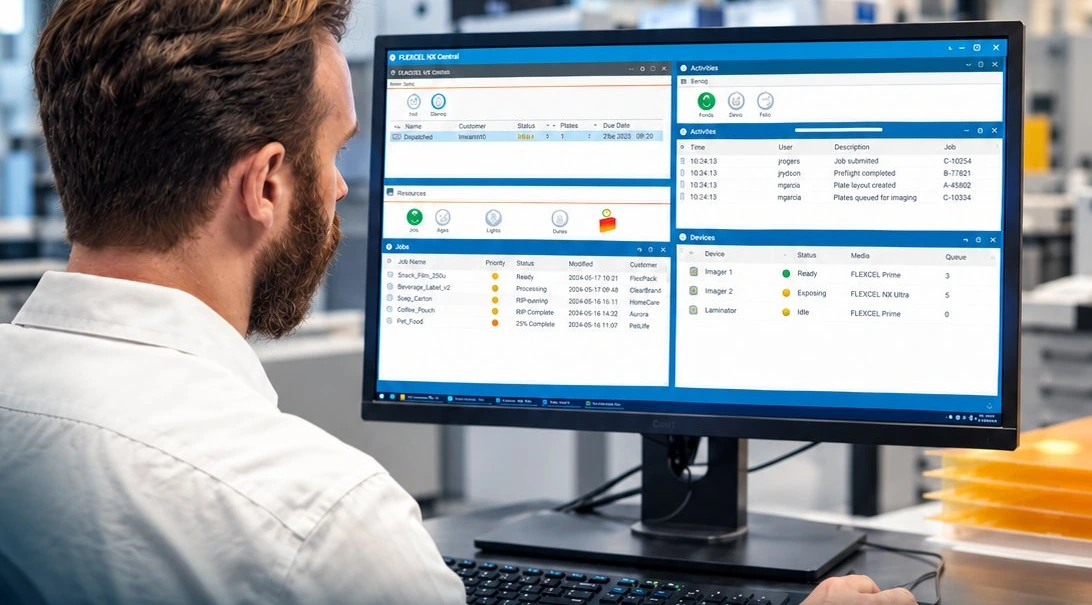 Control del flujo de preprensa con FLEXCEL NX Software